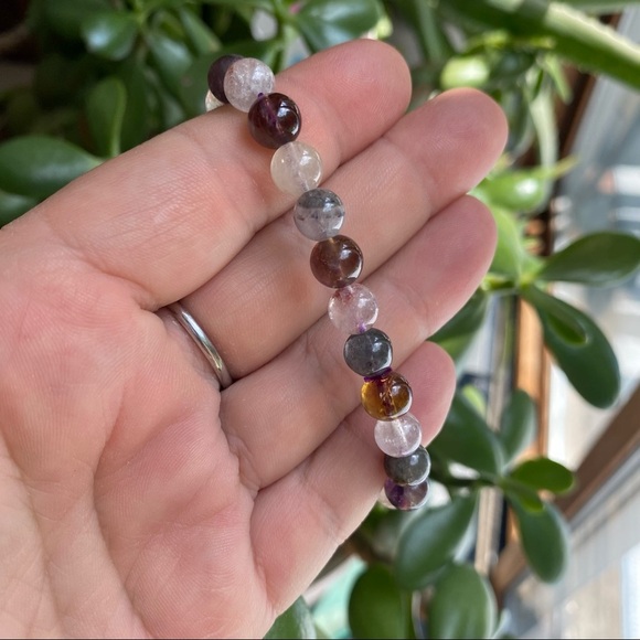 Jewelry - Super seven- included amethyst natural stone bead bracelet